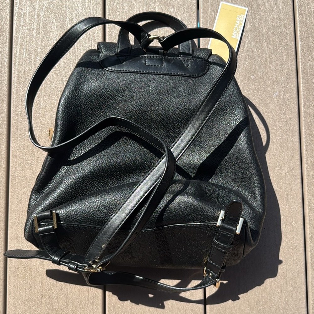 Michael Kors Raven Black Pebbled Leather Backpack - Picture 3 of 7